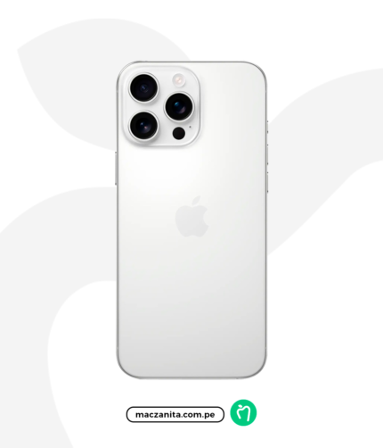 Apple iPhone 16 Pro de 256 GB en color plateado, con tres cámaras traseras dispuestas en un diseño vertical y acabado liso en la parte posterior. El teléfono se presenta como seminuevo, al frente del logotipo de la manzana.