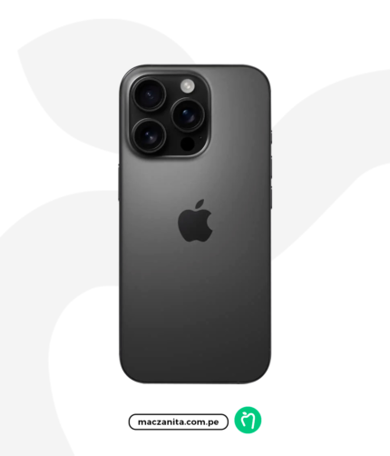 Apple iPhone 16 Pro de 256 GB en color negro, mostrando su diseño trasero con tres cámaras y el logotipo de Apple. Este dispositivo es seminuevo y está disponible en Perú.