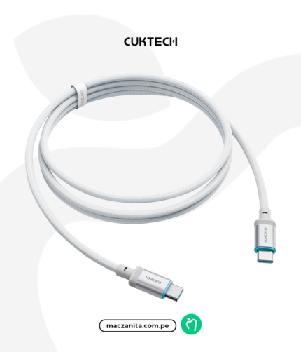 Cable USB-C Cuktech 240W Magnético de 1.5m en color negro, con terminaciones metálicas y trenzado de superficie para mayor durabilidad.