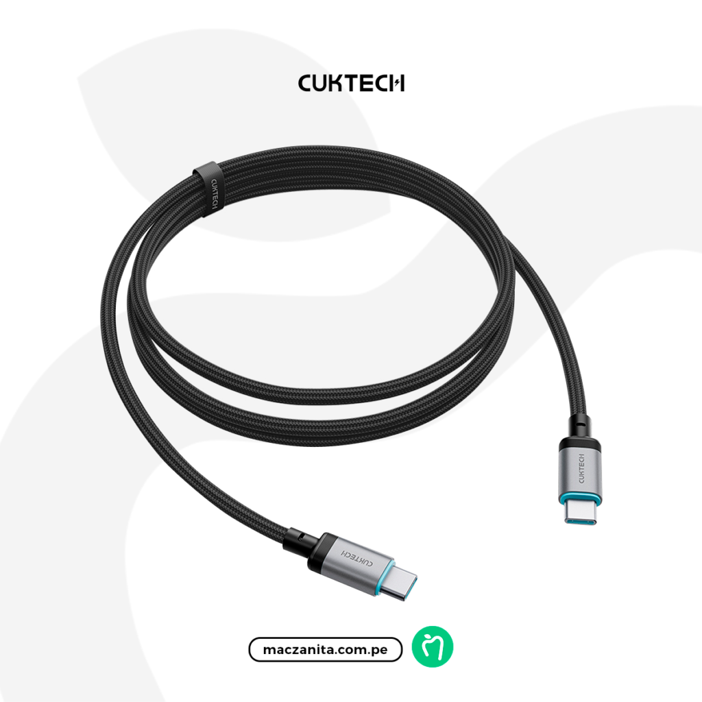Cable USB-C Cuktech 240W Magnético de 1.5 m en color negro, con conector de nylon resistente y cabeza metálica, ideal para una conexión eficiente y duradera. Cable USB-C Cuktech 240W Magnético de 1.5 m en color negro, con conector de nylon resistente y cabeza metálica, ideal para una conexión eficiente y duradera.