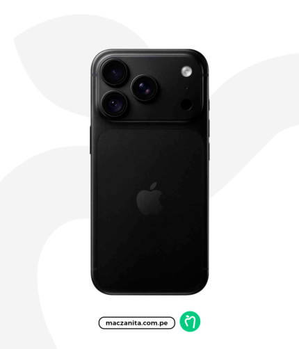 Apple iPhone 18 Pro Max en color plata, con cuerpo de vidrio y marco metálico, mostrado de espaldas sobre fondo blanco con la marca maczanita.com.pe en la parte inferior.