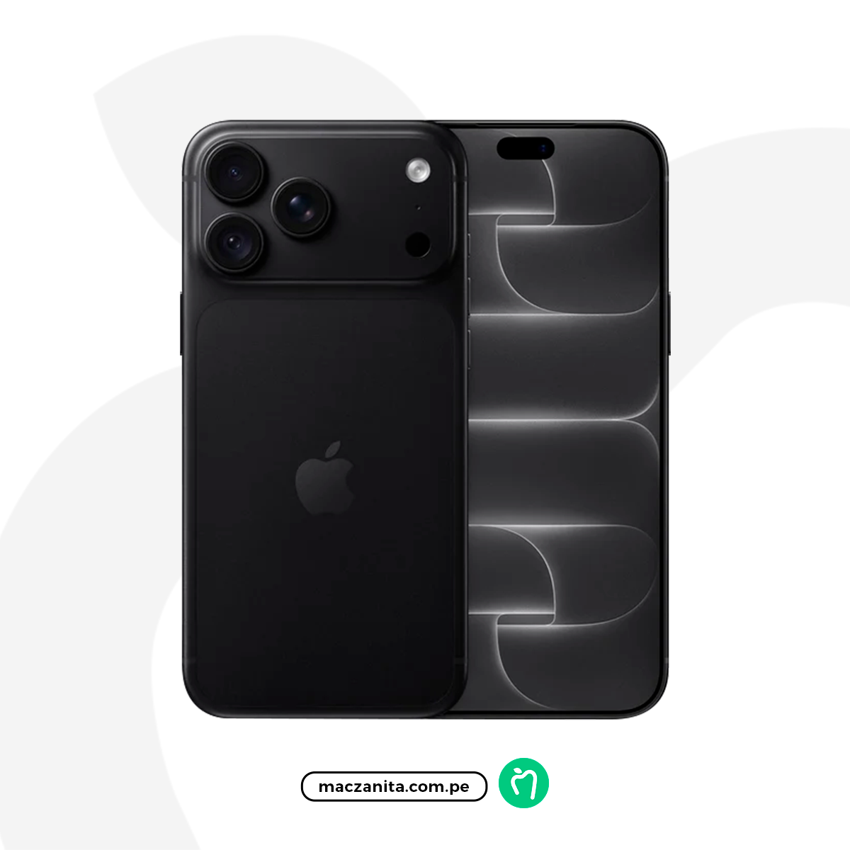 Apple iPhone 18 Pro Max en plata, con carcasa de vidrio y marco metálico, mostrado junto a la parte trasera y la pantalla con fondo oscuro.