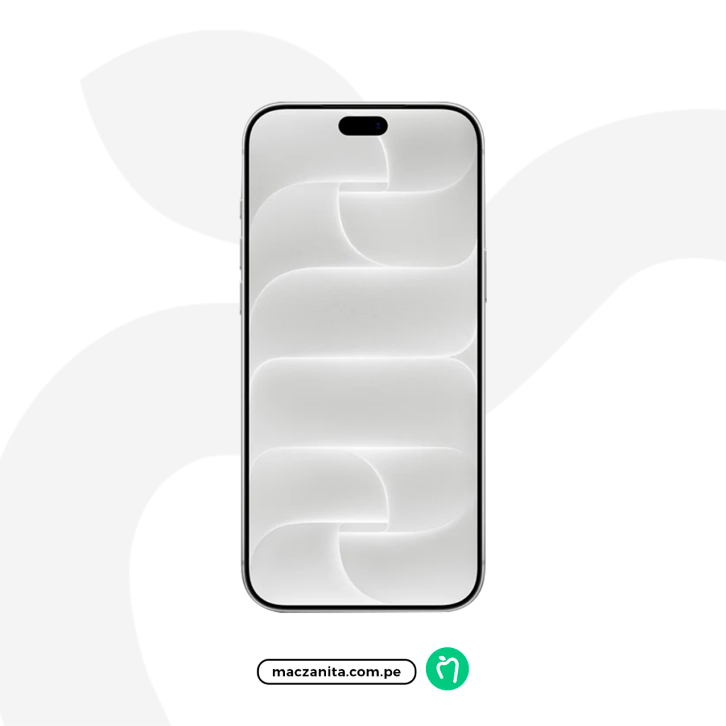Apple iPhone 18 Pro Max en plata, con frontal de vidrio y marco metálico, mostrado sobre un fondo blanco con el logotipo de maczanita.com.pe debajo. Apple iPhone 18 Pro Max en plata, con frontal de vidrio y marco metálico, mostrado sobre un fondo blanco con el logotipo de maczanita.com.pe debajo.